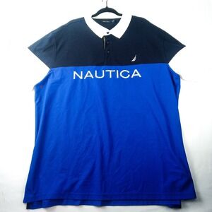 Nautica Men's 3XLT Blue & Navy Black Polo Navtech Pique Classic Fit Polo